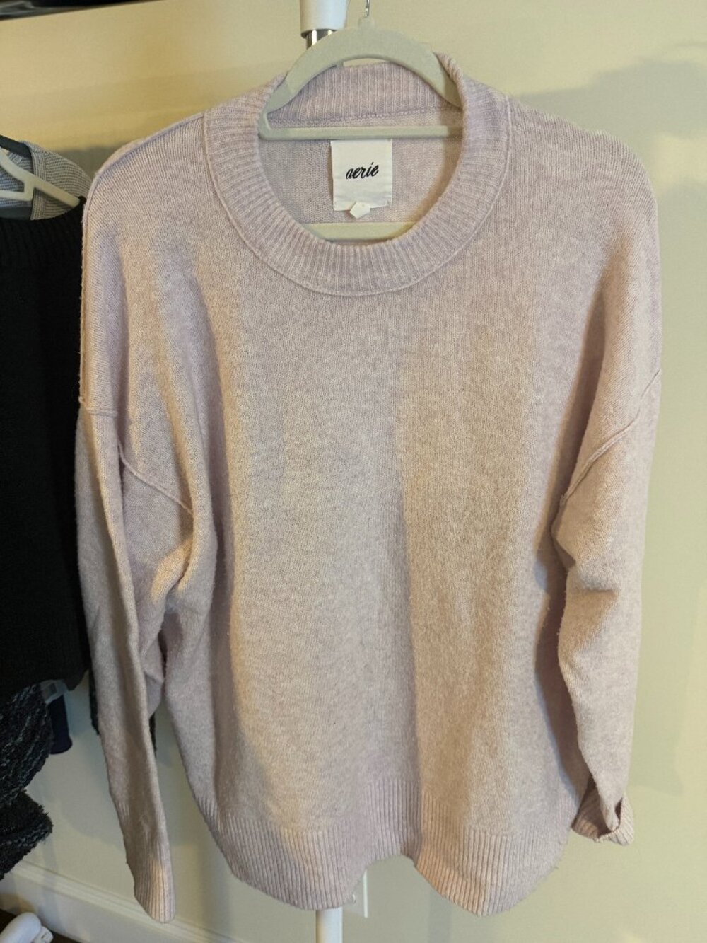 Aerie unREAL Soft Oversized Knit Sweater Blush Lavender Medium